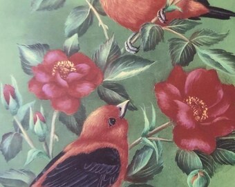 Tole Painting Pattern Packet: Scarlet Tanagers & Red Roses by Karen Hubbard
