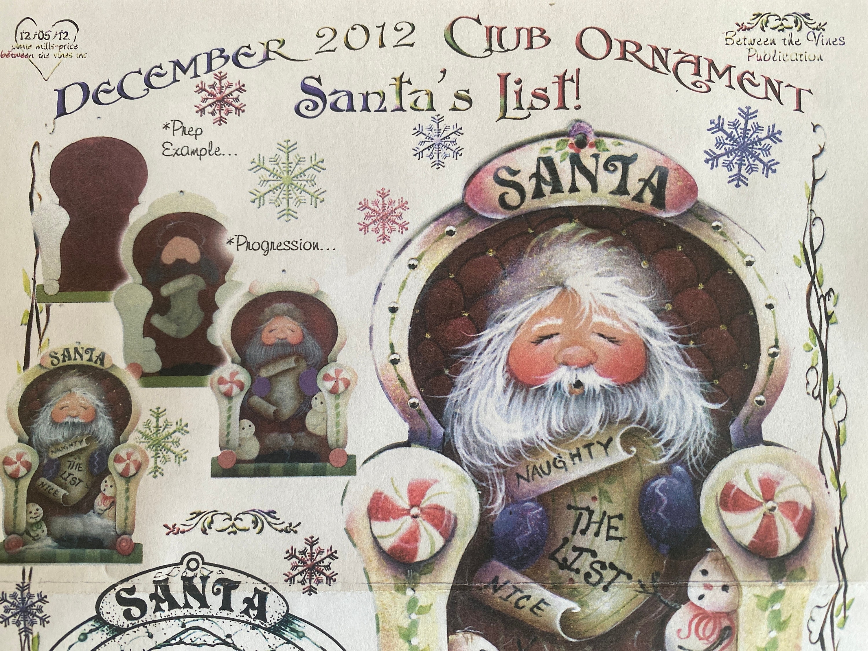 tole painting pattern : santa's listjamie mills-price - etsy