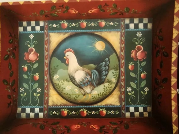 Decorative Tole Painting Pattern Packet: Chicken and Roses Tray by