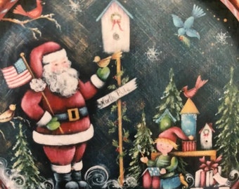 Tole Painting Pattern : Santa Plate by Rosemary West - Etsy