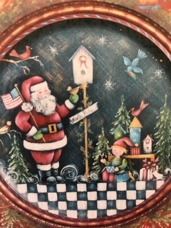 Seletti ローズアートプレート Tole Painting Pattern : Santa Plate by Rosemary West - Etsy