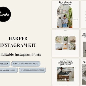 Editable Canva Social Media Kit, Brand Designer, Small Business Instagram Aesthetic Minimalistic Templates