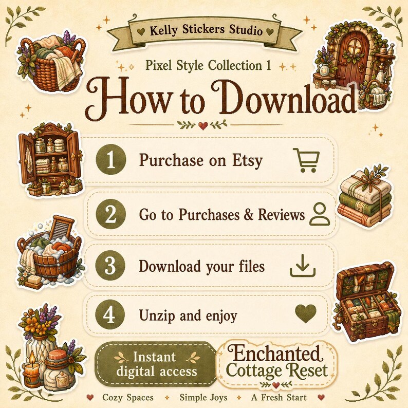Cozy Pixel Art Digital Planner Stickers, Cottagecore Goodnotes Stickers ...
