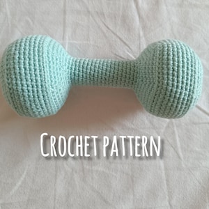 Crochet Baby Rattle Pattern, Dumbbell Baby Rattle Crochet, Unique Baby Shower Gift, Sporty Baby Rattle DIY, Fitness-themed Baby Toy