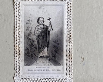 An antique French prayer card, canivet card