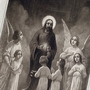 Un antico biglietto di preghiera francese, Angeli, Nostro Signore