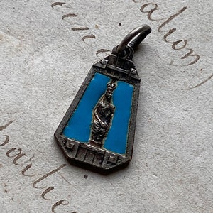 A vintage French religious medal, Our Lady of Ceignac, enamelled medal