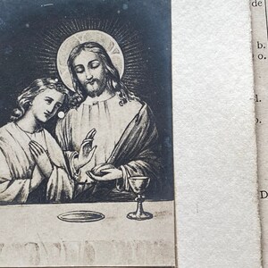 An antique French religious card, First Communion souvenir