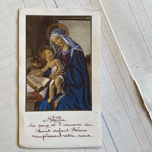 Un'antica immagine di preghiera francese, la Vergine Maria col Bambino