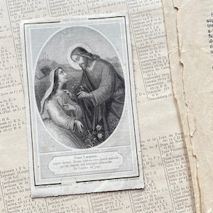 Une ancienne carte de prière française, gravure
