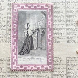 Een antieke Franse gebedskaart, Maagd Maria