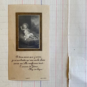 Une carte de prière française vintage, l'enfant Jésus