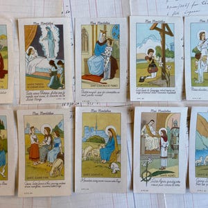 Un set di 10 cartoline religiose francesi d'epoca per bambini, 'Mes Modèles'