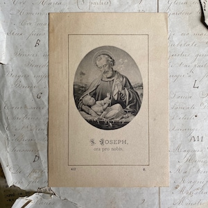 Une ancienne carte de prière française, Saint Joseph