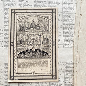 Una antigua estampilla de oración francesa, estampilla expiatoria, purgatorio.