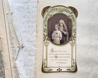 An antique French souvenir card, first holy communion card