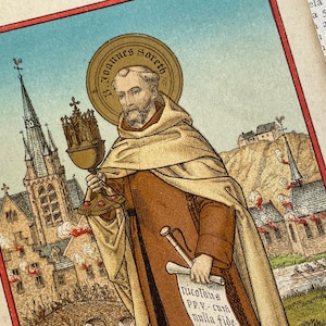 Eine Vintage belgische Gebetskarte, Blessed Jean Soreth
