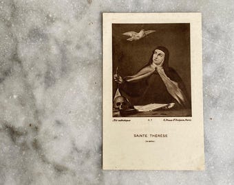 A vintage French prayer card St Therese d'Avila