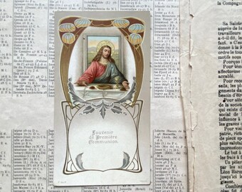 An antique French First Communion souvenir card