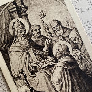 Un'immagine di preghiera belga d'epoca, Sant'Alberto, Alberto di Vercelli