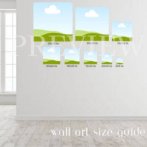 Wall Art Size Guide Template: Square, Vertical, Horizontal (Canva Pro)