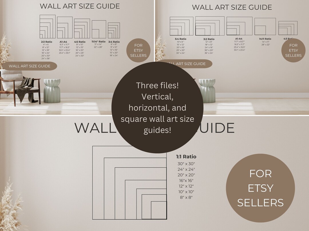 Wall Art Size Guide: Vertical, Horizontal, Square (digital Download) - Etsy
