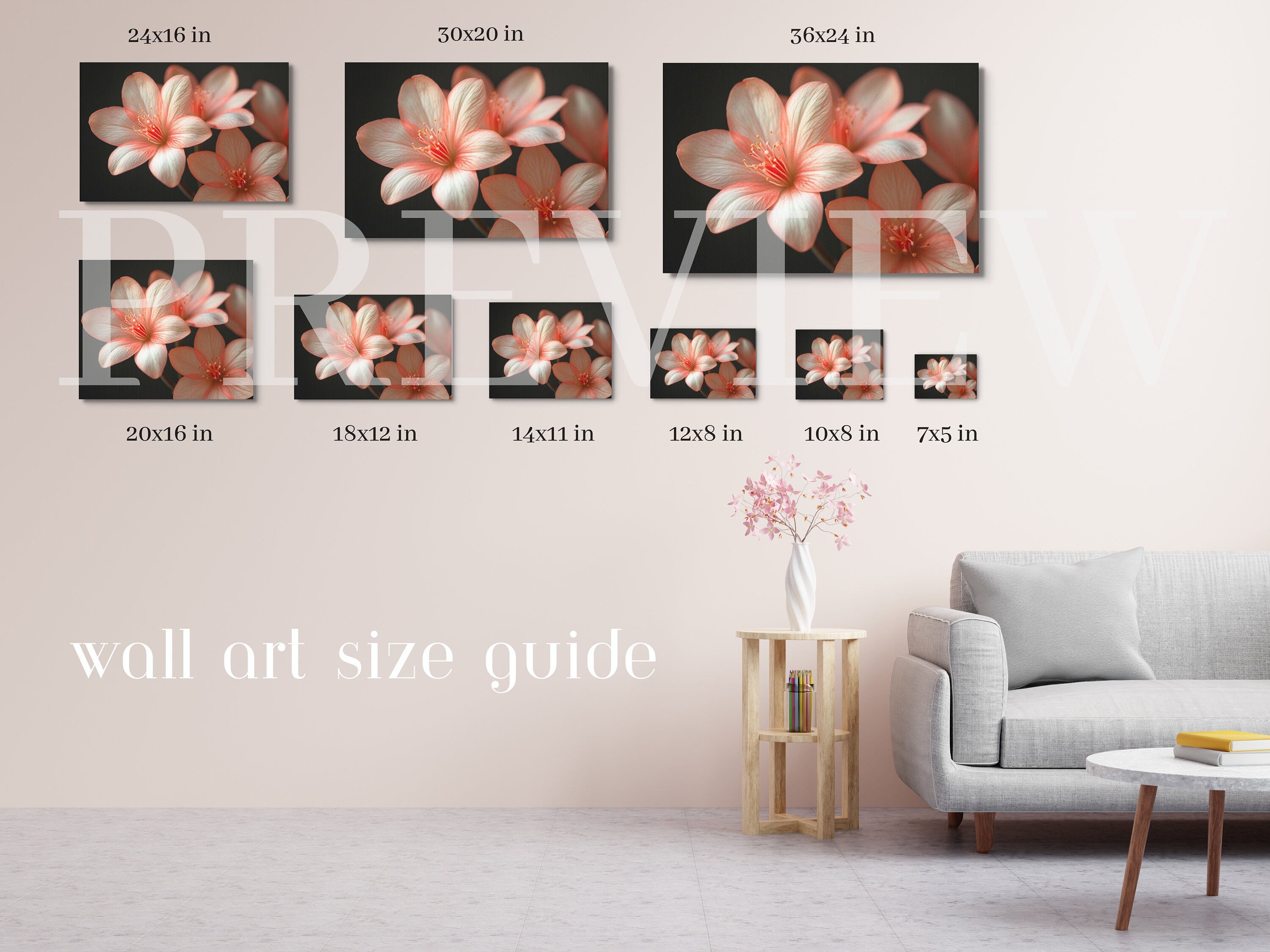 3 Editable Wall Art Size Guide Templates Art Size Guide Square Vertical ...