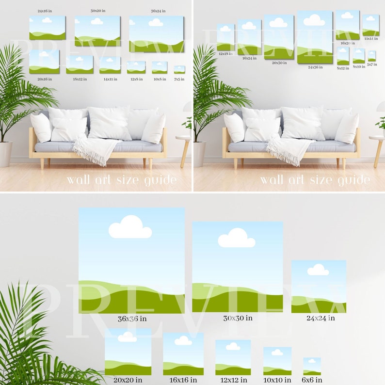 3 Editable Wall Art Size Guide Templates Art Size Guide Square Vertical ...