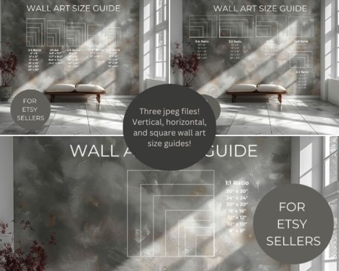 Wall Art Size Guide: Vertical, Horizontal, Square (digital Download) - Etsy