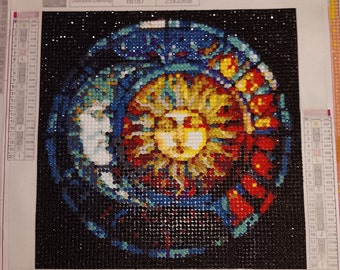 Peinture au diamant fini soleil et lune