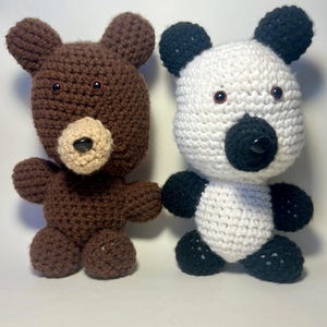 Handmade Crochet Bear & Panda Stuffed Animals