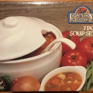 Century Brand White 7-piece Soup Set - Brand New in Original Box