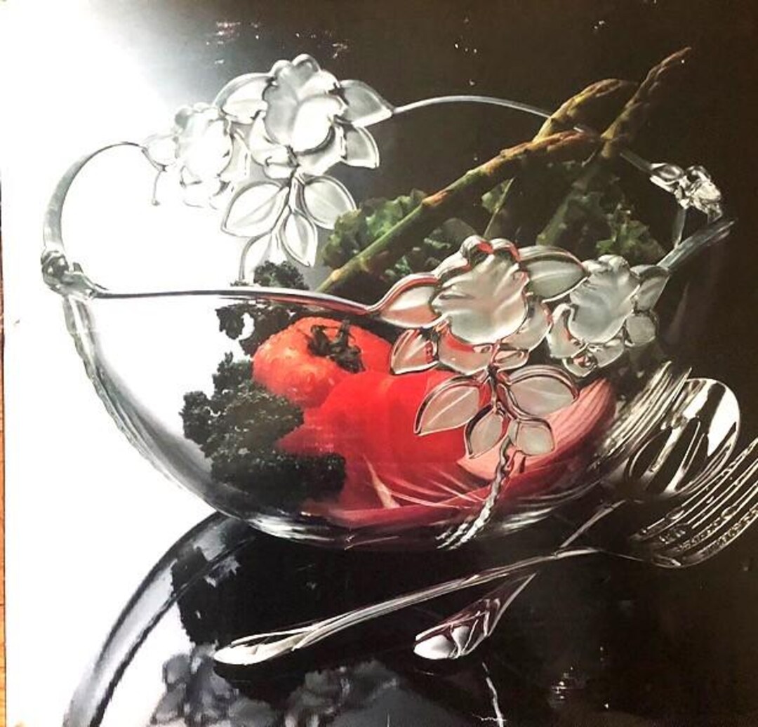 Vintage Home Beautiful Crystal "vintage Rose" Large Salad Bowl (10.75 ...