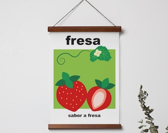Fresa Poster, Strawberry Poster, Digital Download, Home Decor, Food Art