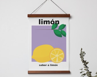 Limón Poster, Lemon Poster, Digital Download, Home Decor, Food Art