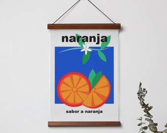 Naranja Poster, Orange Poster, Digital Download, Home Decor, Food Art