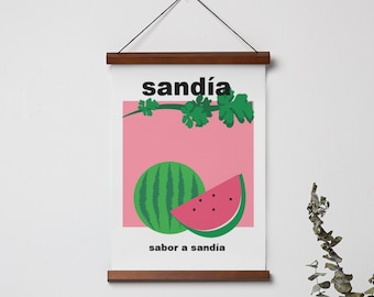 Sandía Poster, Watermelon Poster, Digital Download, Home Decor, Food Art