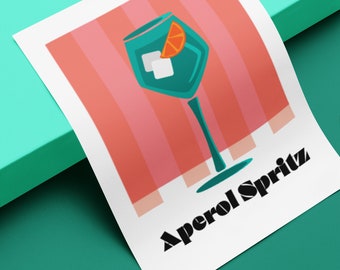 Aperol Spritz Poster, Drink Poster, Digital Download, Home Decor, Food Art