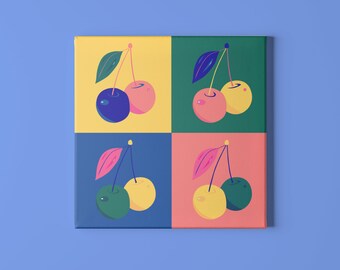 Cherry Print, Cherry Poster, Digital Download, Home Decor, Food Art