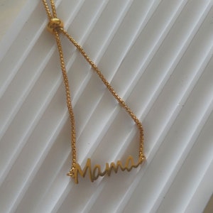 Gold Script Mama Slider Bracelet