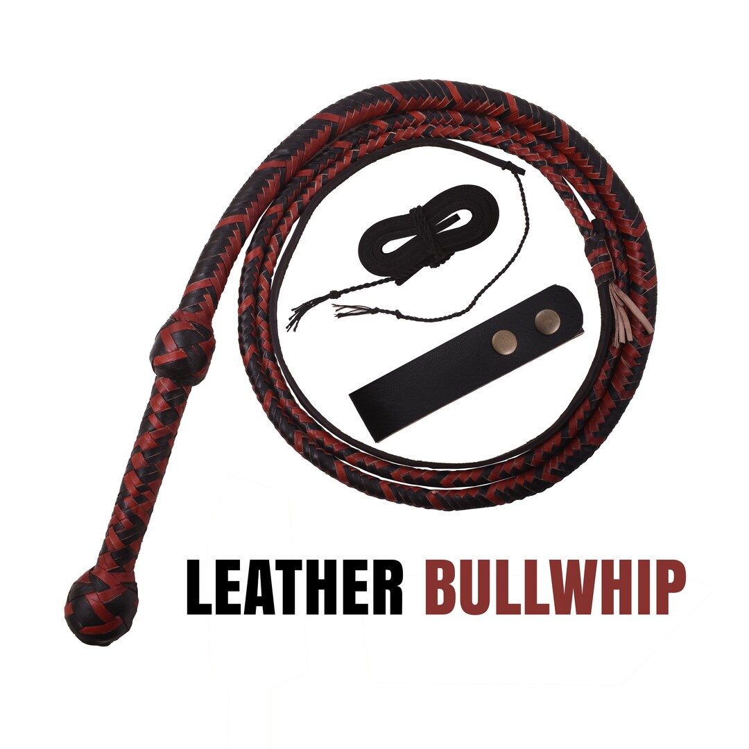 Kangaroohide Bullwhip With Leather Belt Holder and Leather Cracker 4ft