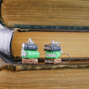 Adorable Book Dangle Earrings In Neutral Colors!