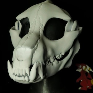Pälsdräktshuvudbas SkullWolf Head 3D-tryck Rörlig käke