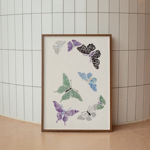 Butterfly Print, Butterfly Wall Art, Butterfly Sketch Art, Vintage Butterfly Print, Neutral Farmhouse Wall Decor, Antique Butterfly Drawing