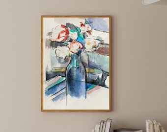Colorful Flowers In A Vase Wall Art, Colorful Wall Art, Abstract Wall Art, and Printable Art Floral Digital Print, Minimalist Flowers Print