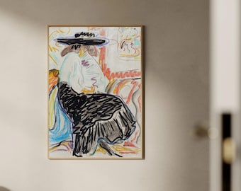 Abstract People Art, Figurative Art, Modern Abstract Art, Abstract Wall Art, Minimalist Print, Living Room Art, Female Figure Wall Decor