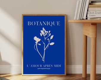 Color Customizing | Elegant Abstract Flower Botanical Print, Modern Blue Prints, Retro Flower Market Print, Floral Illustration Neutral