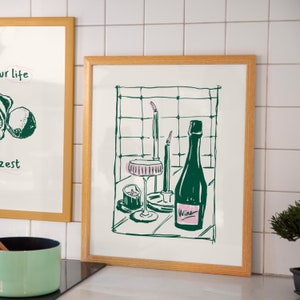 Kleur aanpassen | Wijnkunstafdruk, handgetekende kunst, trendy muurkunst, bardecor, barafdruk, keukenafdruk, eetkamerkunst, keukenkunst, cadeau