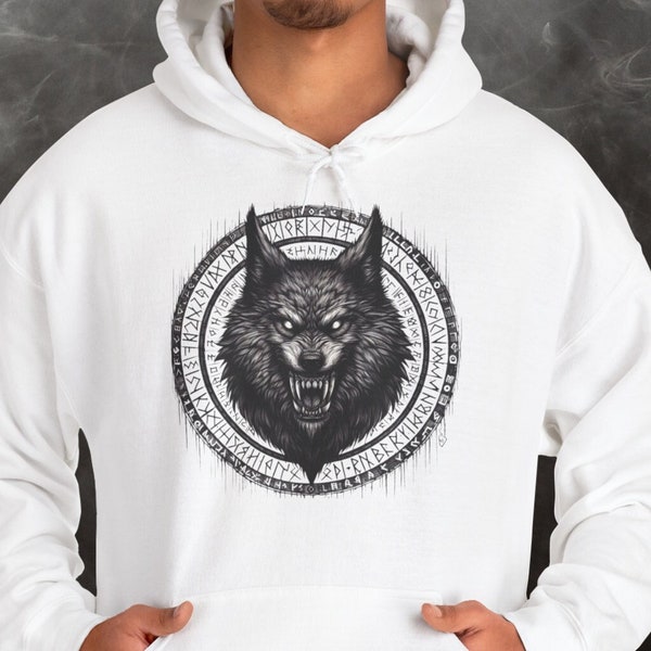 Streetwear Wolf Hoodie Wütender Wolf Geschenk Fenrir Hoodie Wikinger Geschenk Viking Fitness Hoodie Gym Hoodie|jeweils50%Baumwolle&Polyester