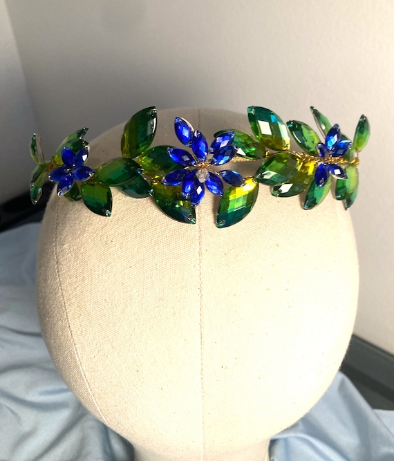 Demeter Green Wreath With Blue Flowers for Ballet, Bridal  display picture 3